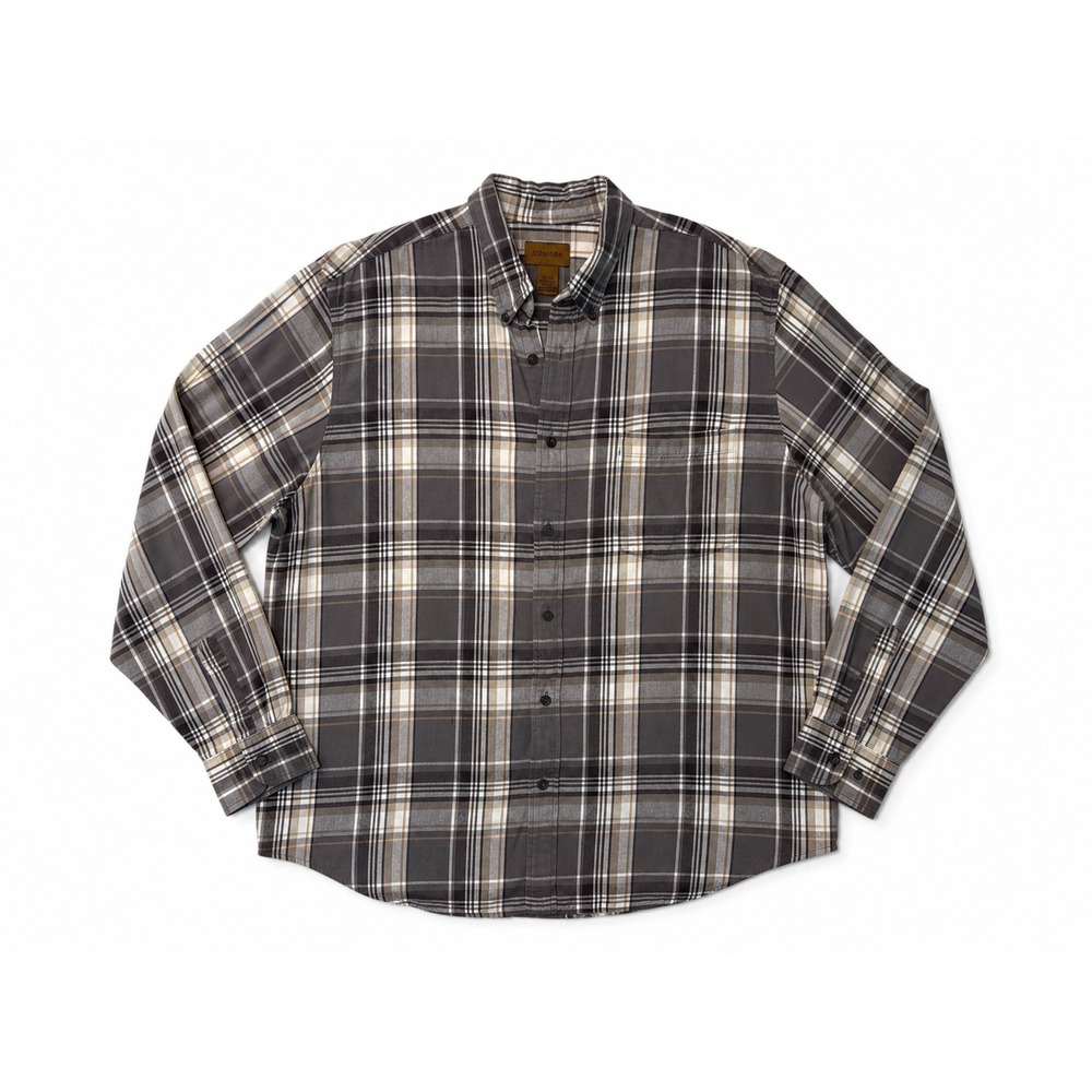 Vintage St Johns Bay Mens XL Grey Plaid Flannel Button Down‎ Shirt Cotton 90s